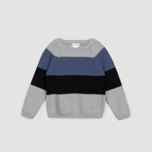 Colour Block Sweater - Light Grey Mix