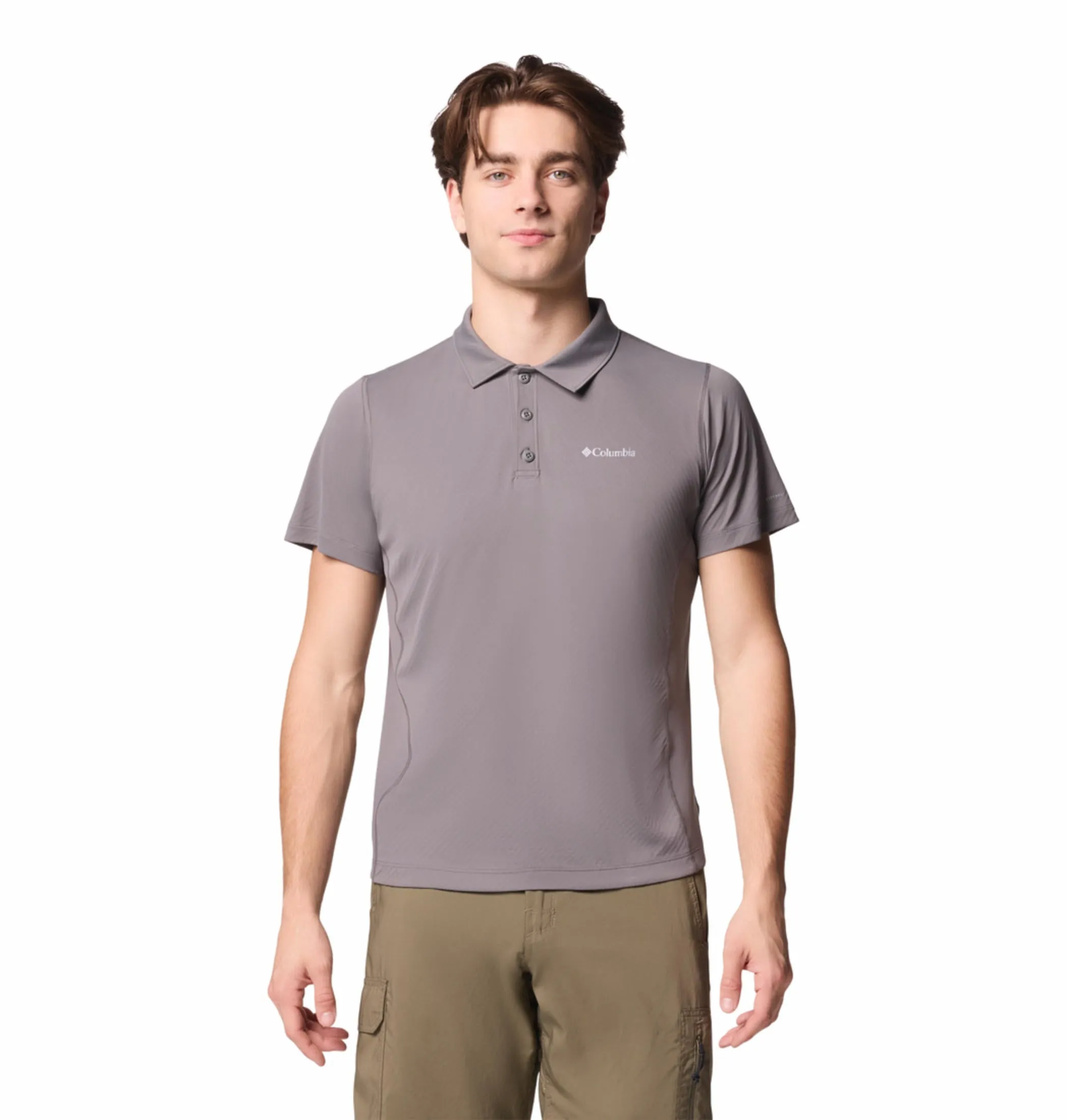 Columbia Mens Grey Omni-Shade Zero Rules Light Polo Tshirt