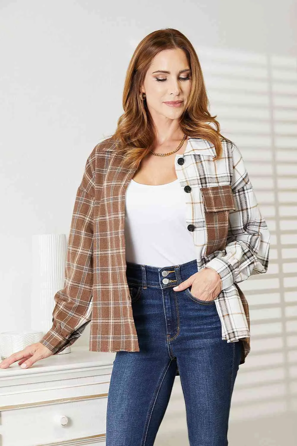 Contrast Plaid Flannel [S-2XL]