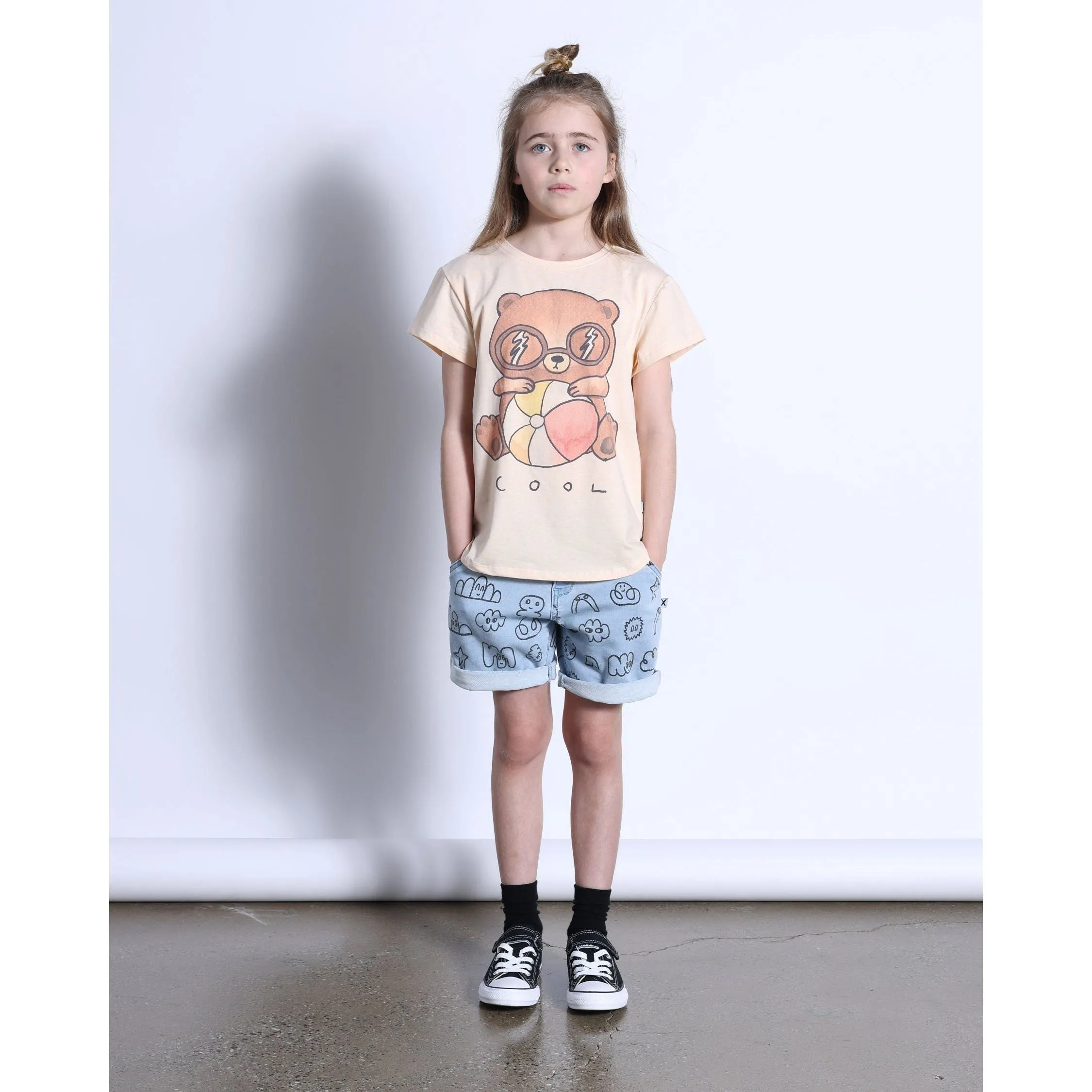 Cool Beach Bear Tee- Cream Marle
