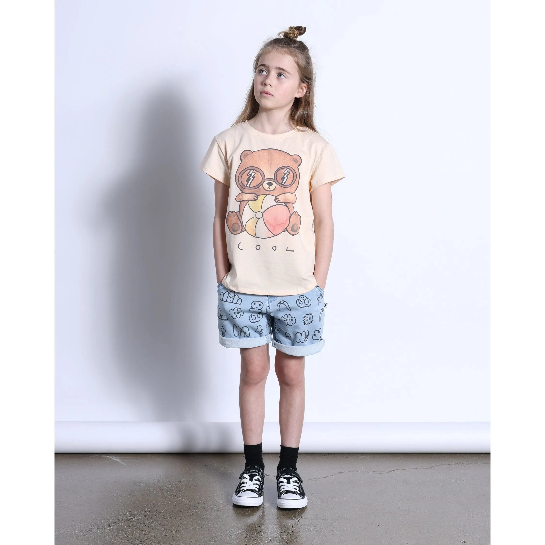 Cool Beach Bear Tee- Cream Marle