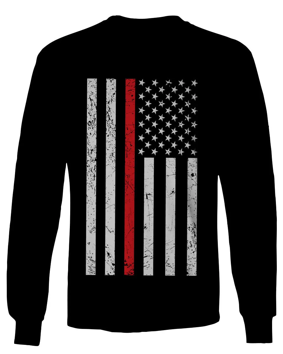 Cool Dad Fireman Firefighter red Thin line American Flag USA Support mens Long sleeve t shirt