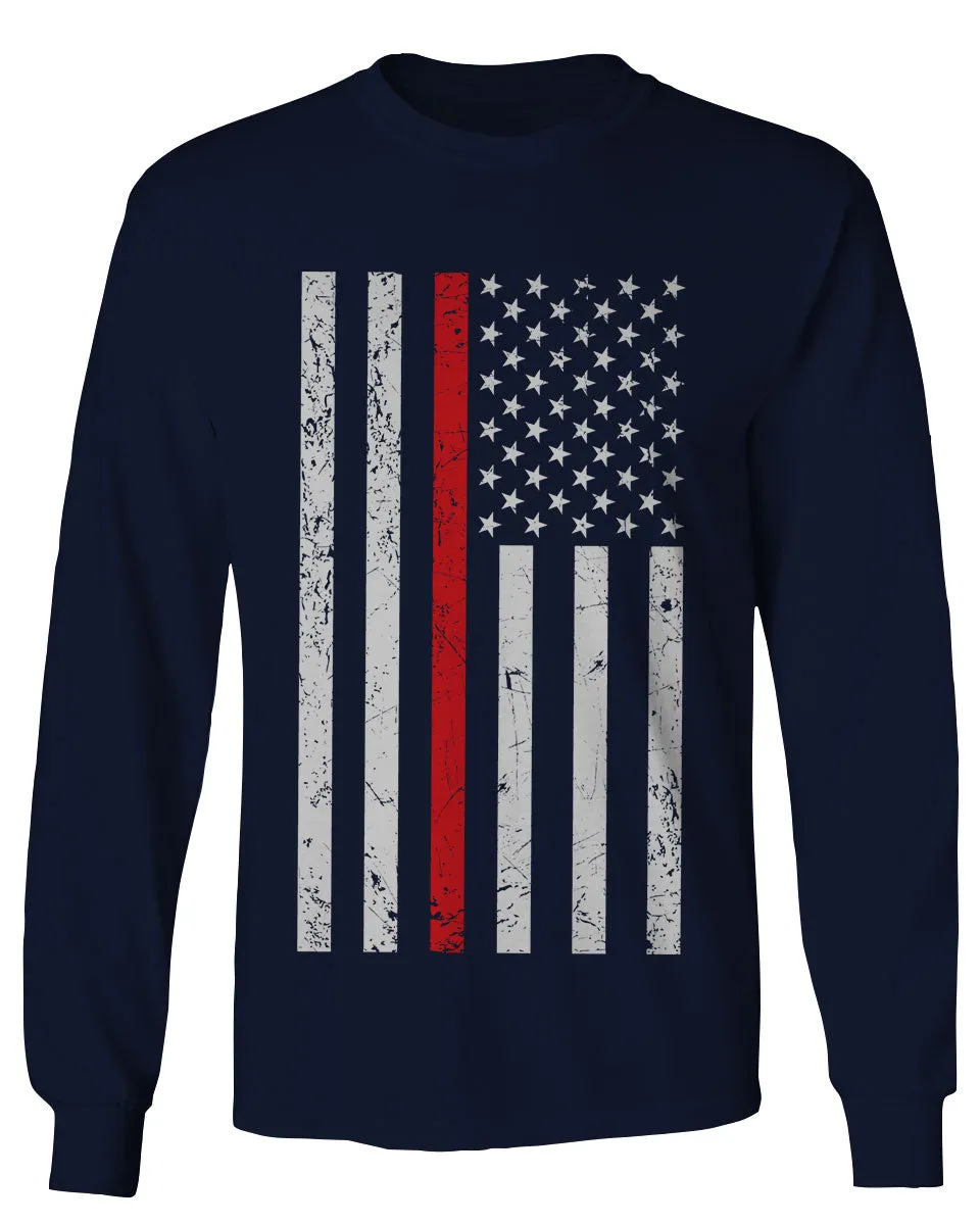 Cool Dad Fireman Firefighter red Thin line American Flag USA Support mens Long sleeve t shirt