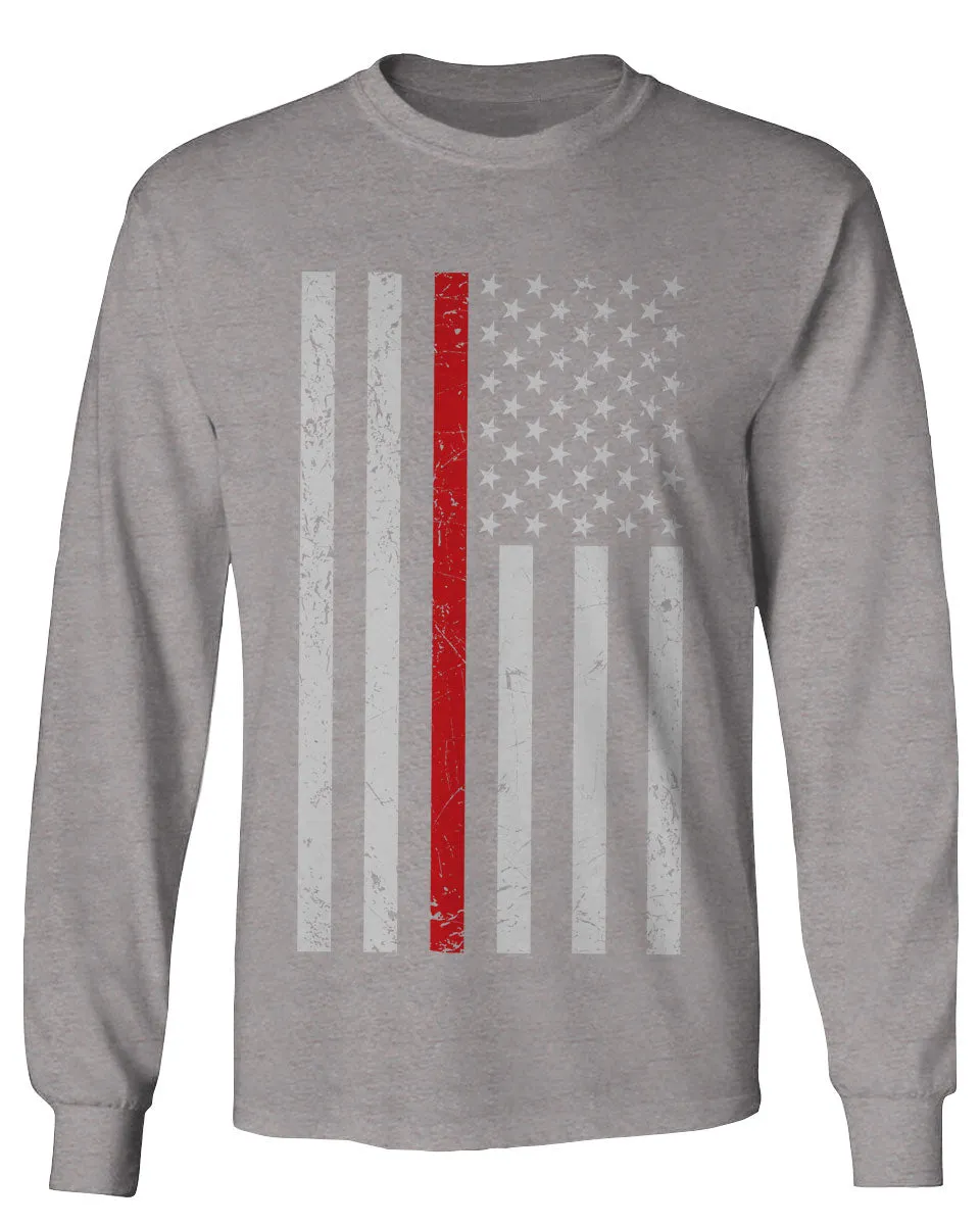 Cool Dad Fireman Firefighter red Thin line American Flag USA Support mens Long sleeve t shirt