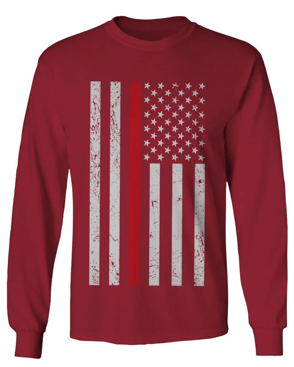 Cool Dad Fireman Firefighter red Thin line American Flag USA Support mens Long sleeve t shirt