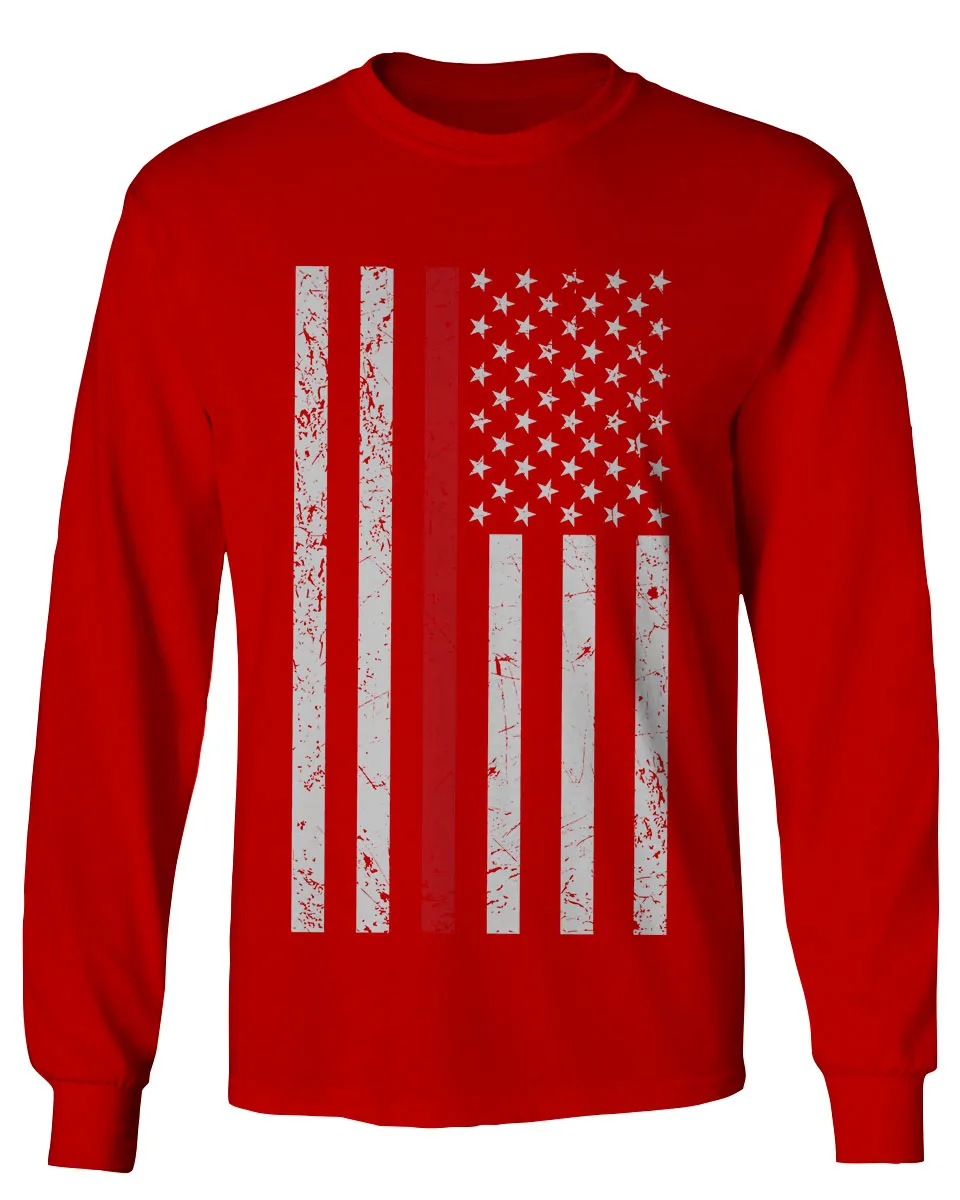 Cool Dad Fireman Firefighter red Thin line American Flag USA Support mens Long sleeve t shirt