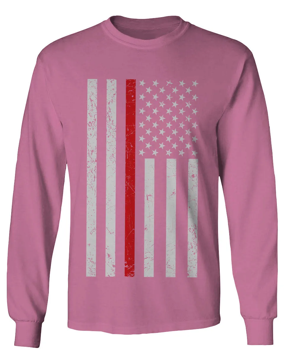 Cool Dad Fireman Firefighter red Thin line American Flag USA Support mens Long sleeve t shirt