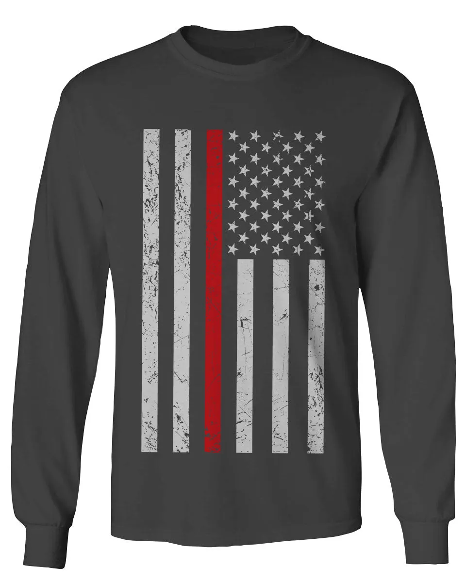 Cool Dad Fireman Firefighter red Thin line American Flag USA Support mens Long sleeve t shirt