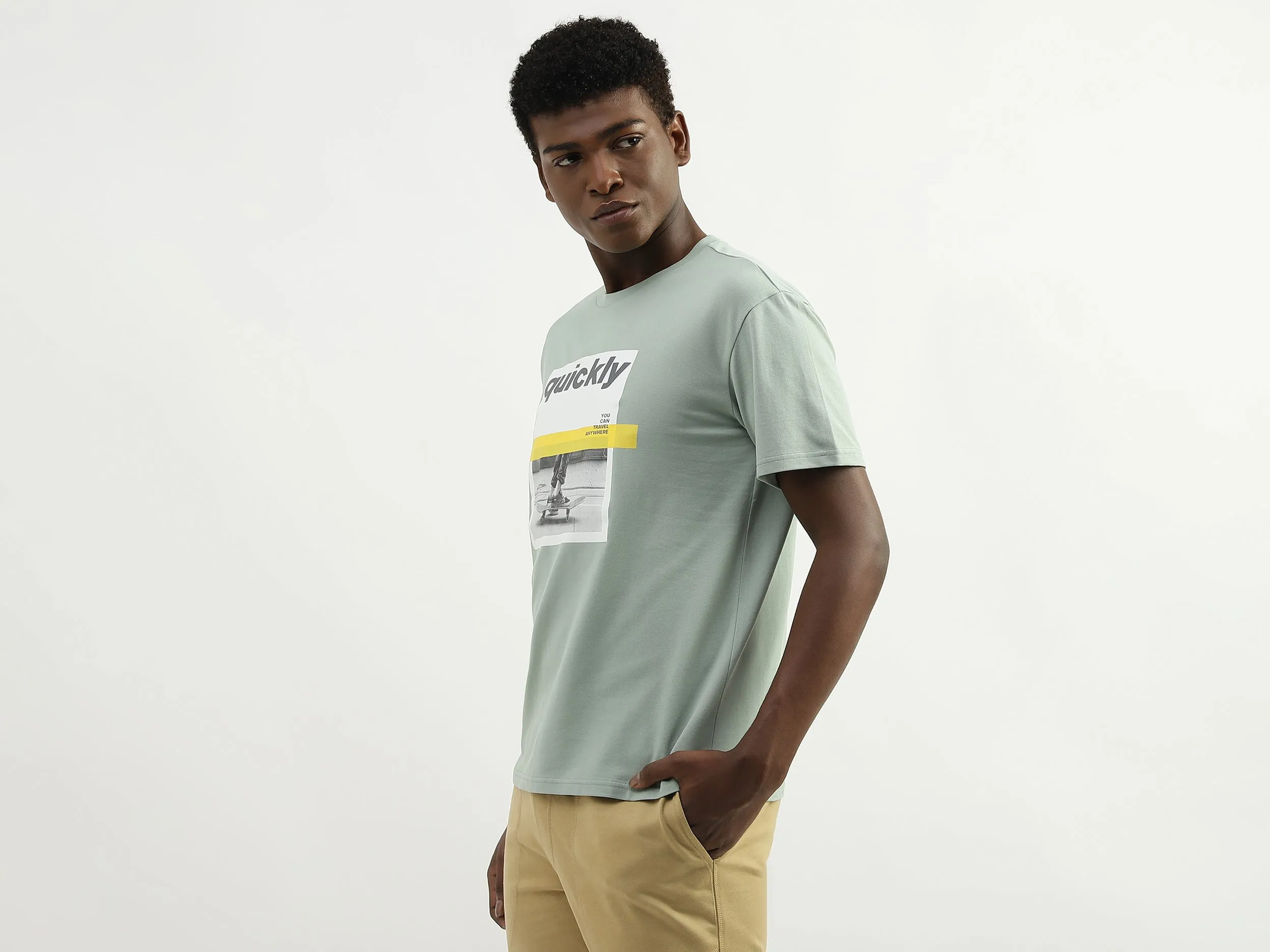 Cotton Printed Round Neck Mens T-shirts