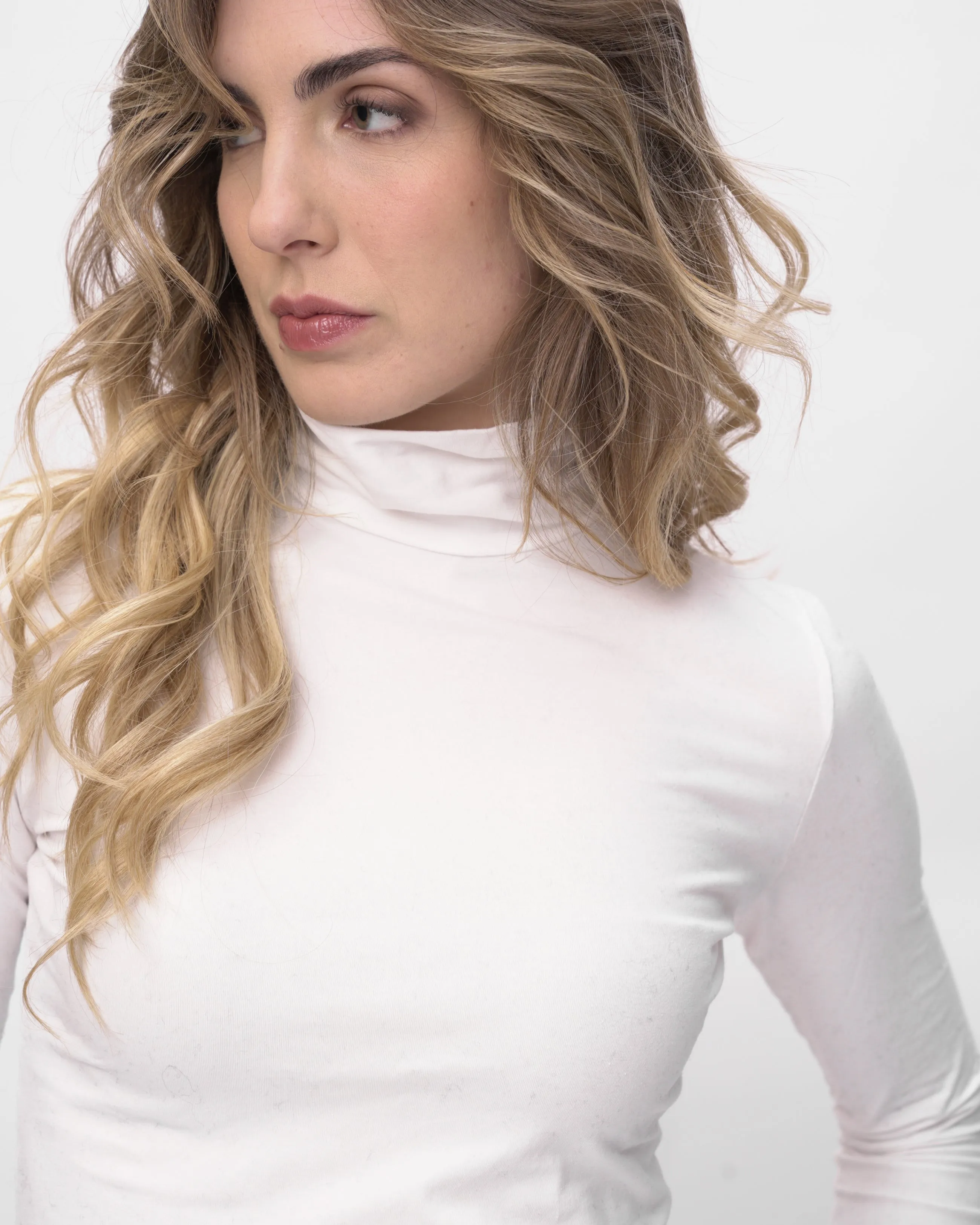 Cowl-Turtleneck Long Sleeve T-Shirt