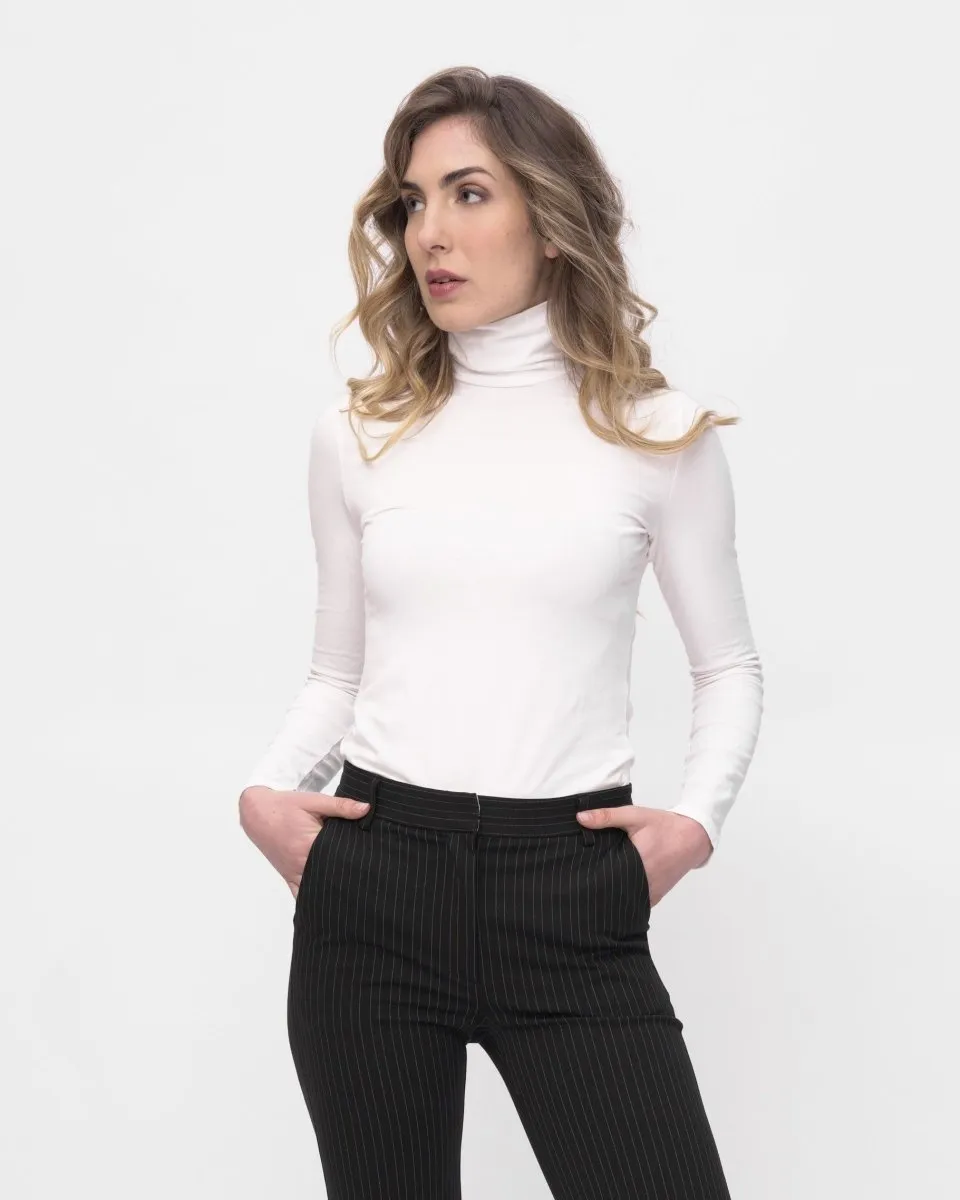 Cowl-Turtleneck Long Sleeve T-Shirt