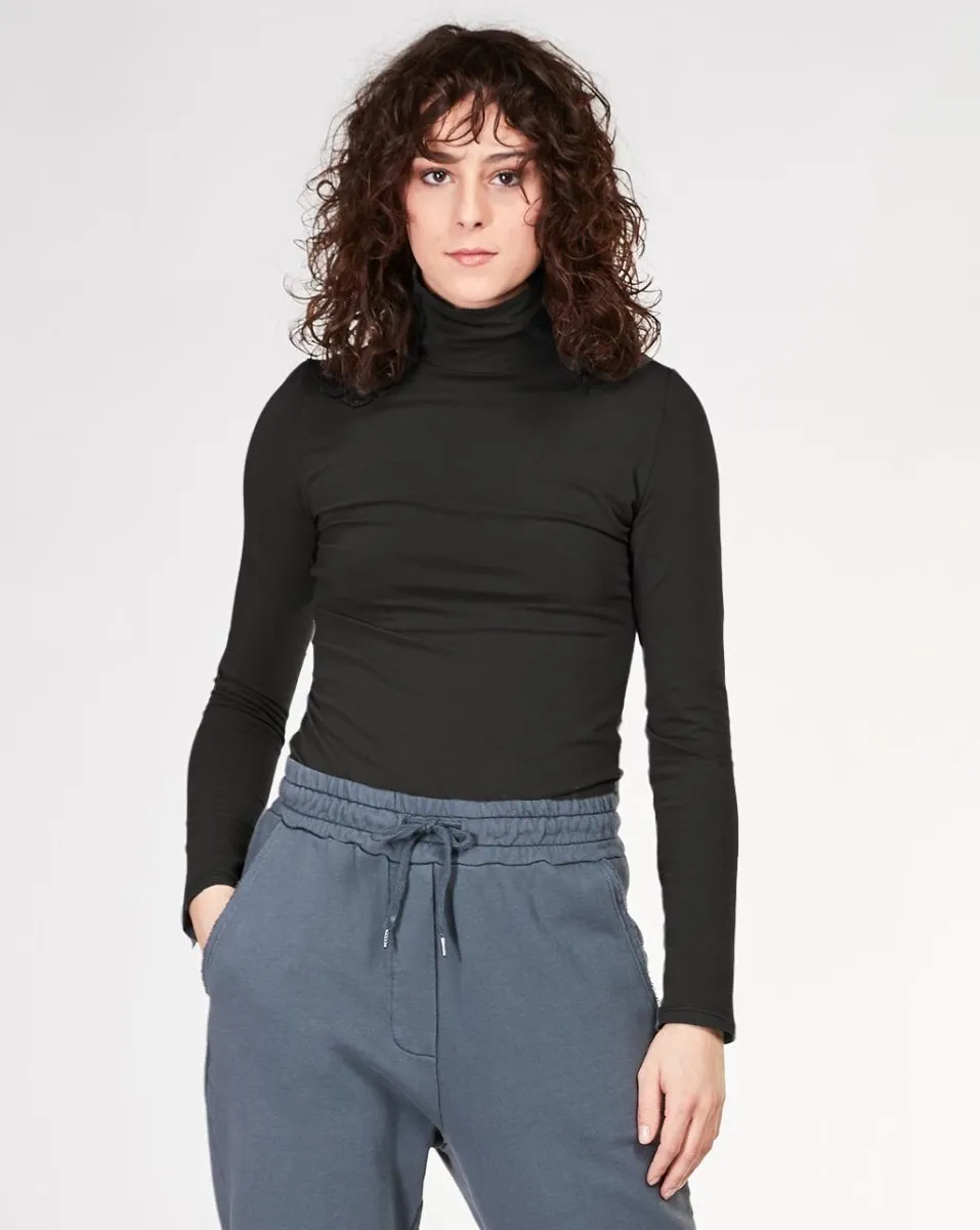 Cowl-Turtleneck Long Sleeve T-Shirt