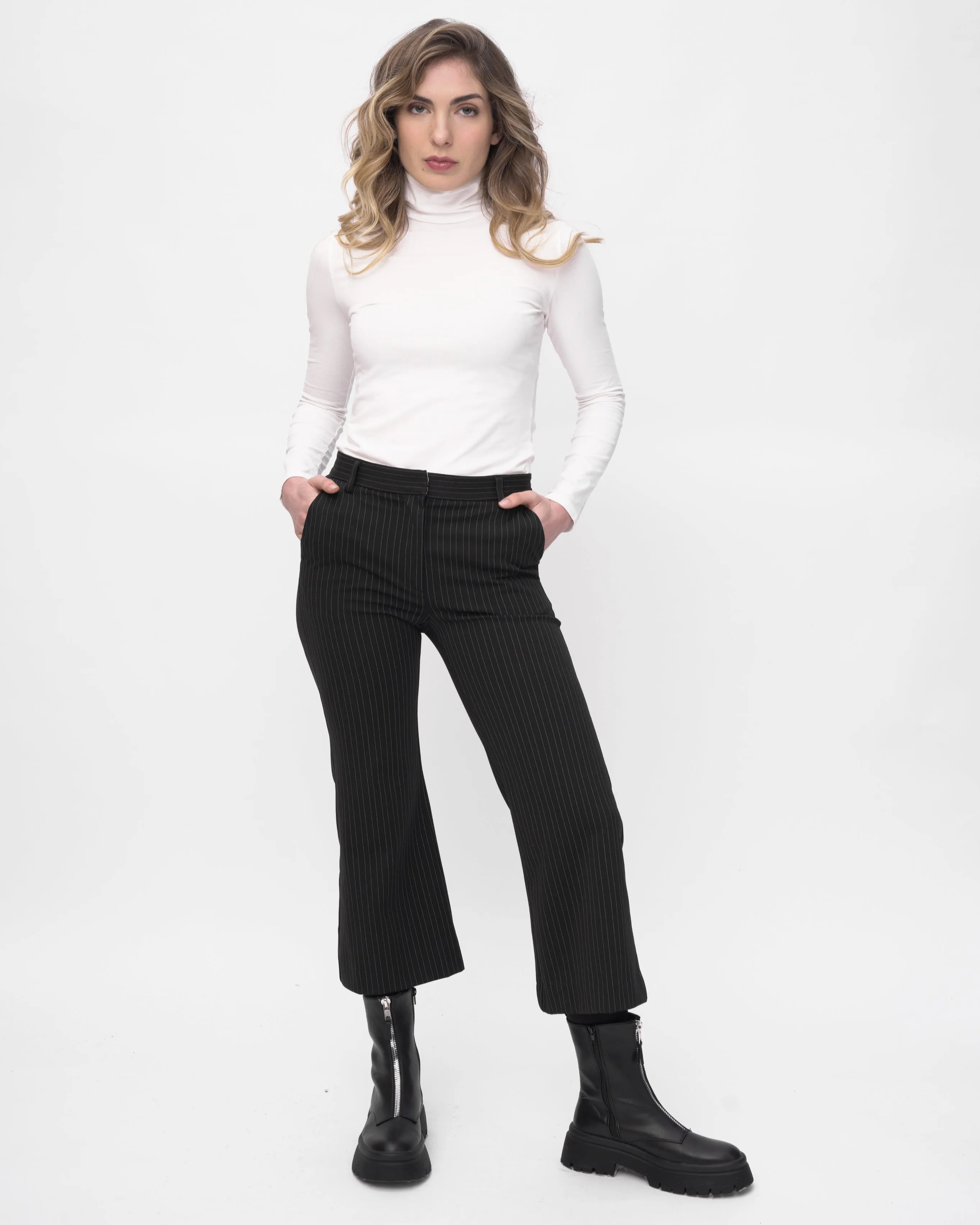 Cowl-Turtleneck Long Sleeve T-Shirt