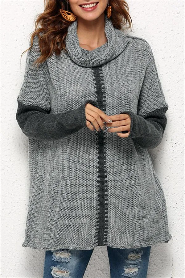 Cozy Turtleneck Pullover Sweater - Black