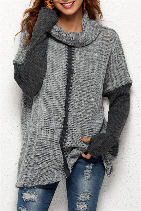 Cozy Turtleneck Pullover Sweater - Black