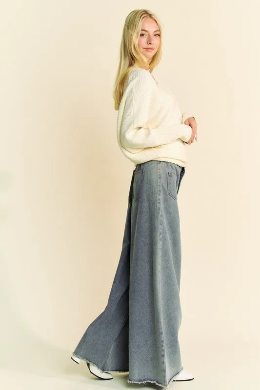 Cream Color Round Neck Batwing Sleeve Sweater
