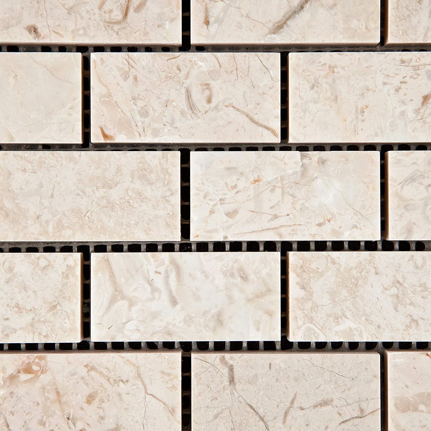 Crema Diva Marble 1 X 2 Polished Brick Mosaic Tile - Lot of 50 Sheets