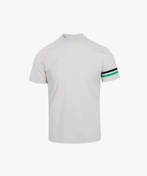 CREVE NINE: Men's Solid Mock Neck Cool T-Shirt - Cream