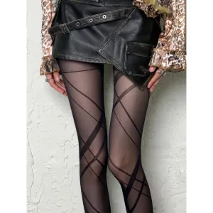 Crisscross Stripe Sheer Tights