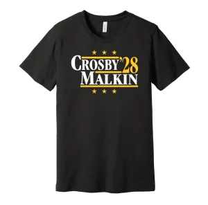 Crosby & Malkin '28 - Pittsburgh Political Campaign Parody T-Shirt - Hyper Than Hype Shirts