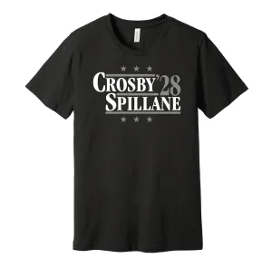 Crosby & Spillane '28 - Las Vegas Football Legends Political Campaign Parody T-Shirt - Hyper Than Hype Shirts