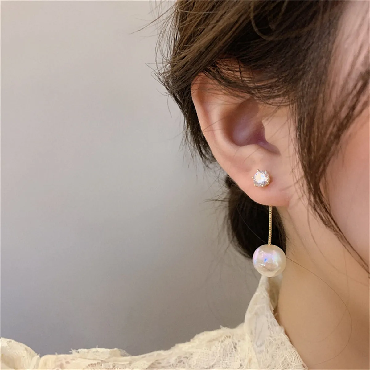 Cubic Zirconia & Pearl Ear Jackets