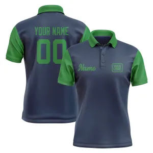 Custom Blue Emerald Green Short-Sleeve Polo Shirt