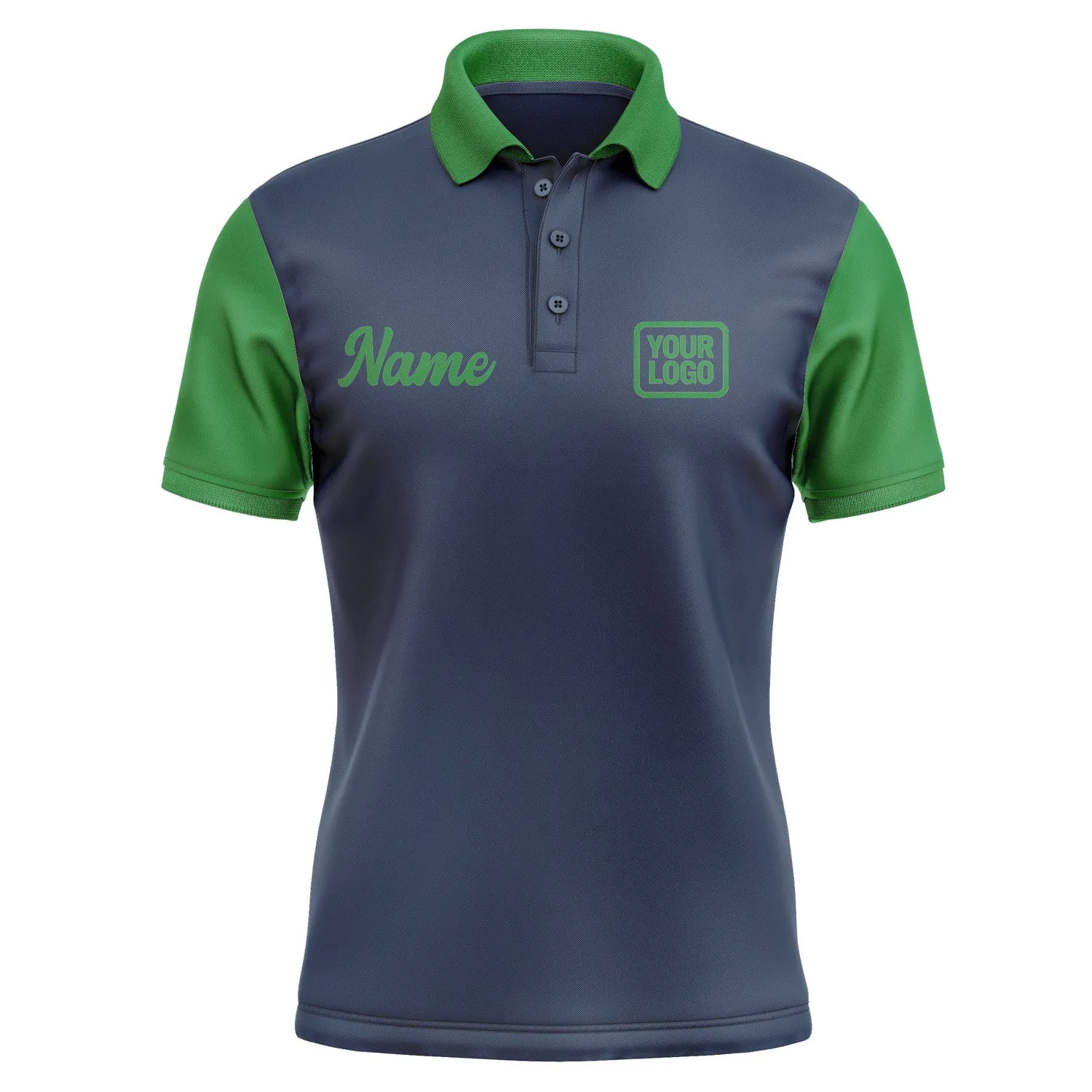 Custom Blue Emerald Green Short-Sleeve Polo Shirt