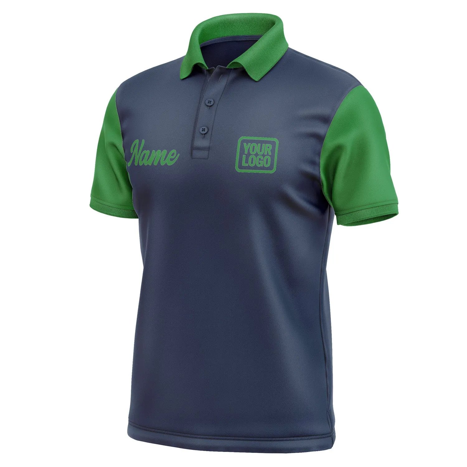 Custom Blue Emerald Green Short-Sleeve Polo Shirt