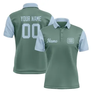 Custom Blue Green Light Blue Short-Sleeve Polo Shirt