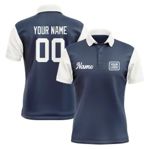 Custom Blue White Short-Sleeve Polo Shirt