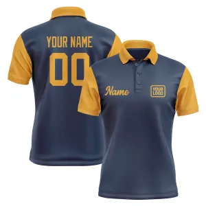 Custom Blue Yellow Short-Sleeve Polo Shirt