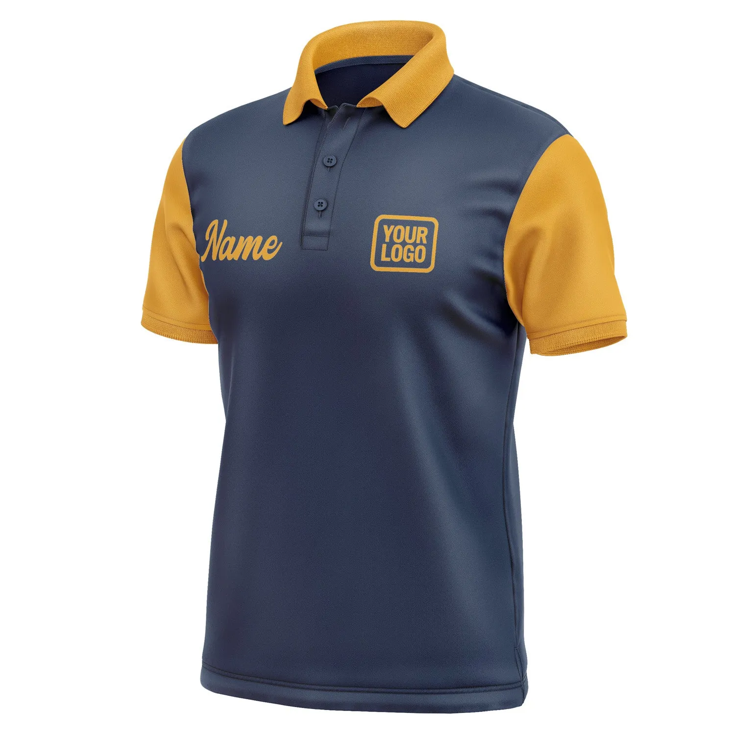 Custom Blue Yellow Short-Sleeve Polo Shirt