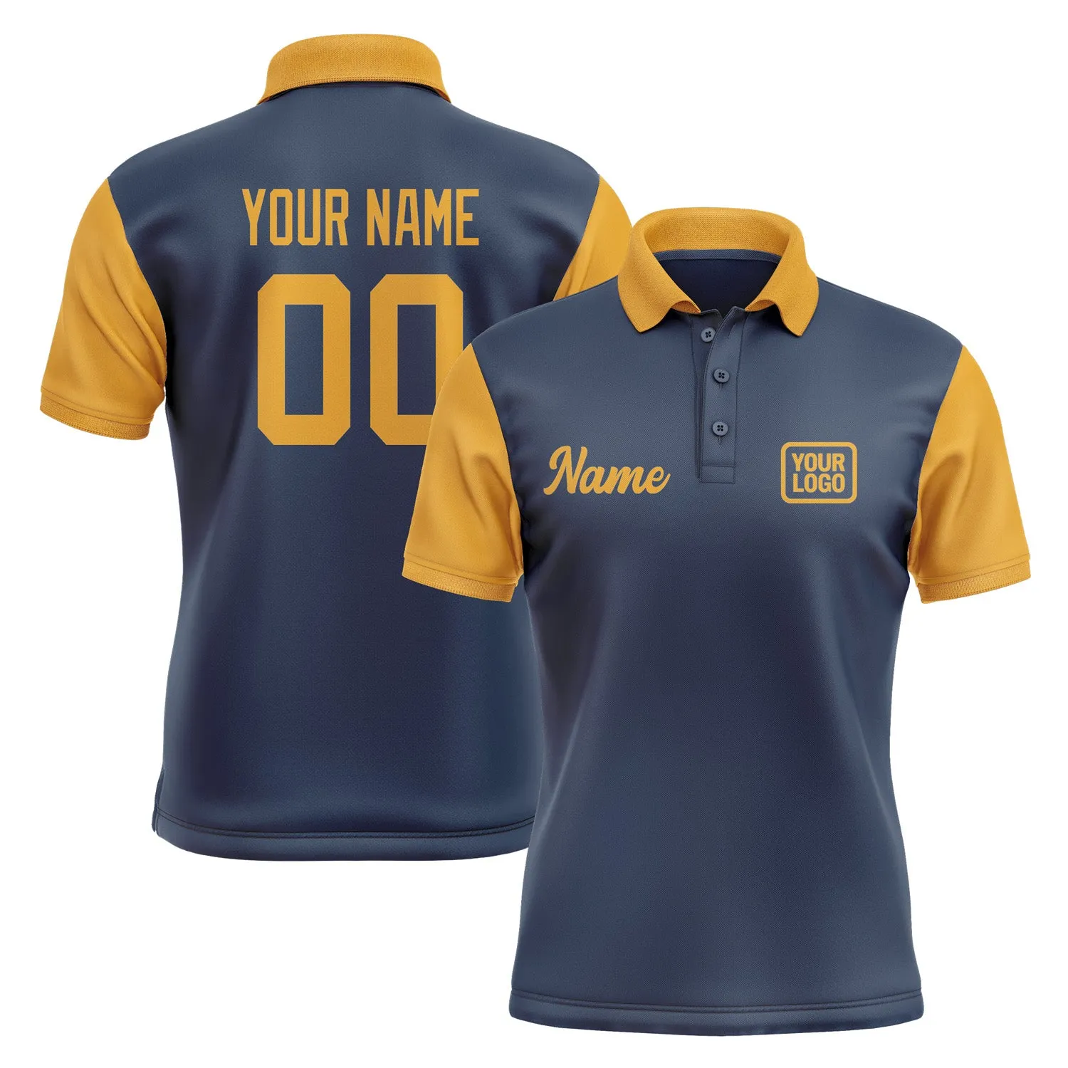 Custom Blue Yellow Short-Sleeve Polo Shirt