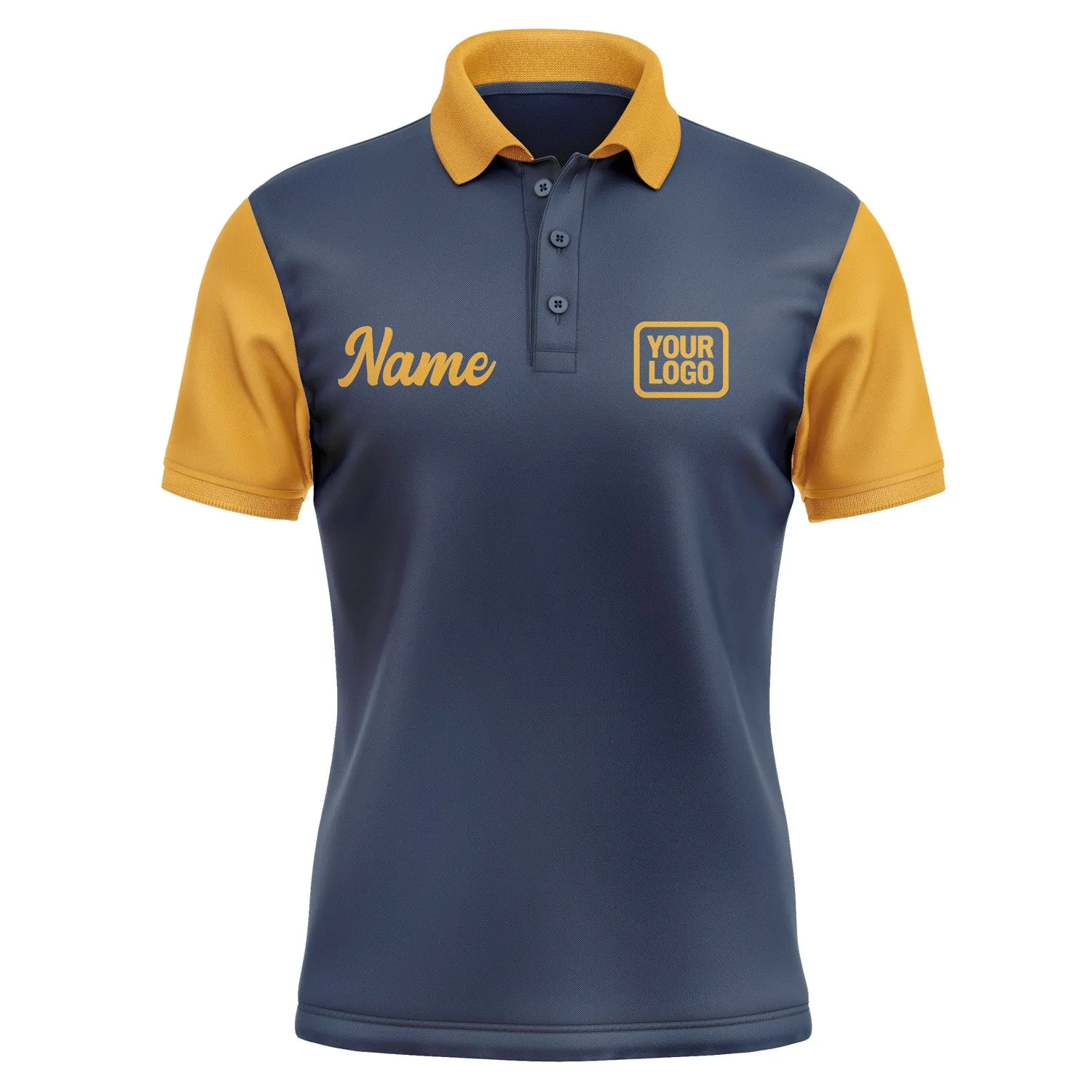 Custom Blue Yellow Short-Sleeve Polo Shirt
