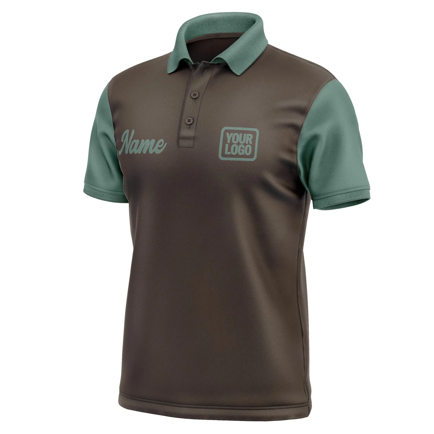 Custom Brown Blue Green Short-Sleeve Polo Shirt
