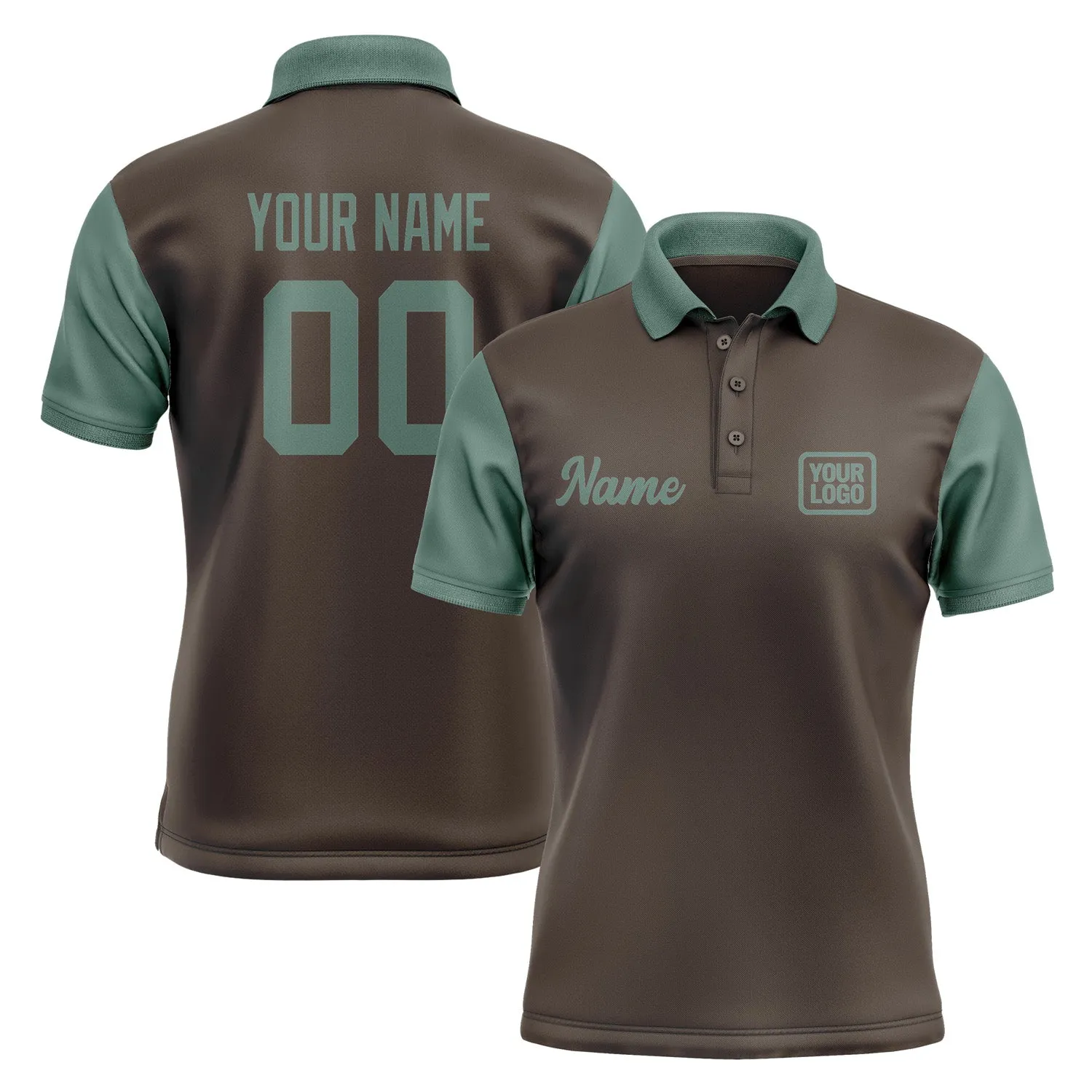 Custom Brown Blue Green Short-Sleeve Polo Shirt