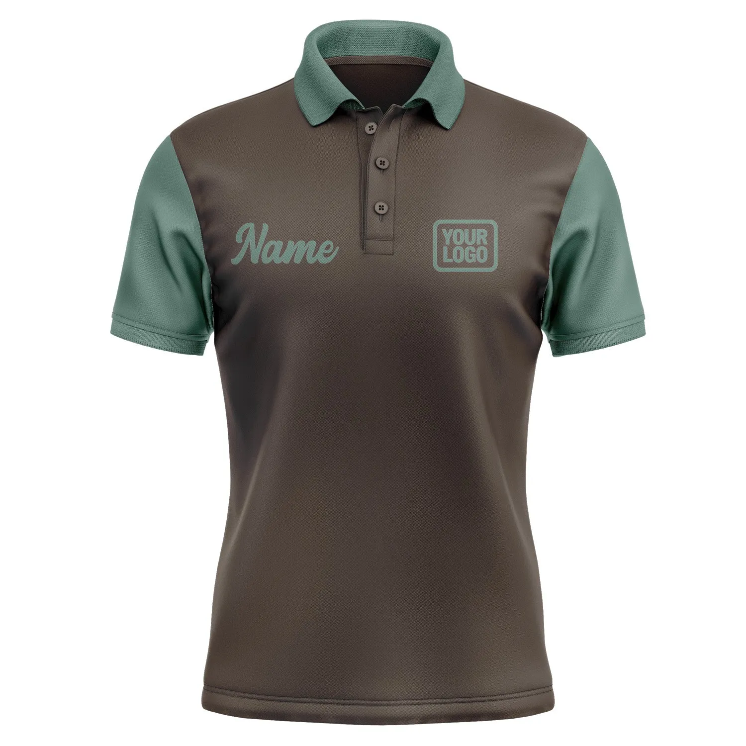 Custom Brown Blue Green Short-Sleeve Polo Shirt