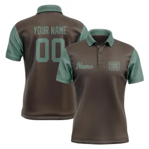 Custom Brown Blue Green Short-Sleeve Polo Shirt