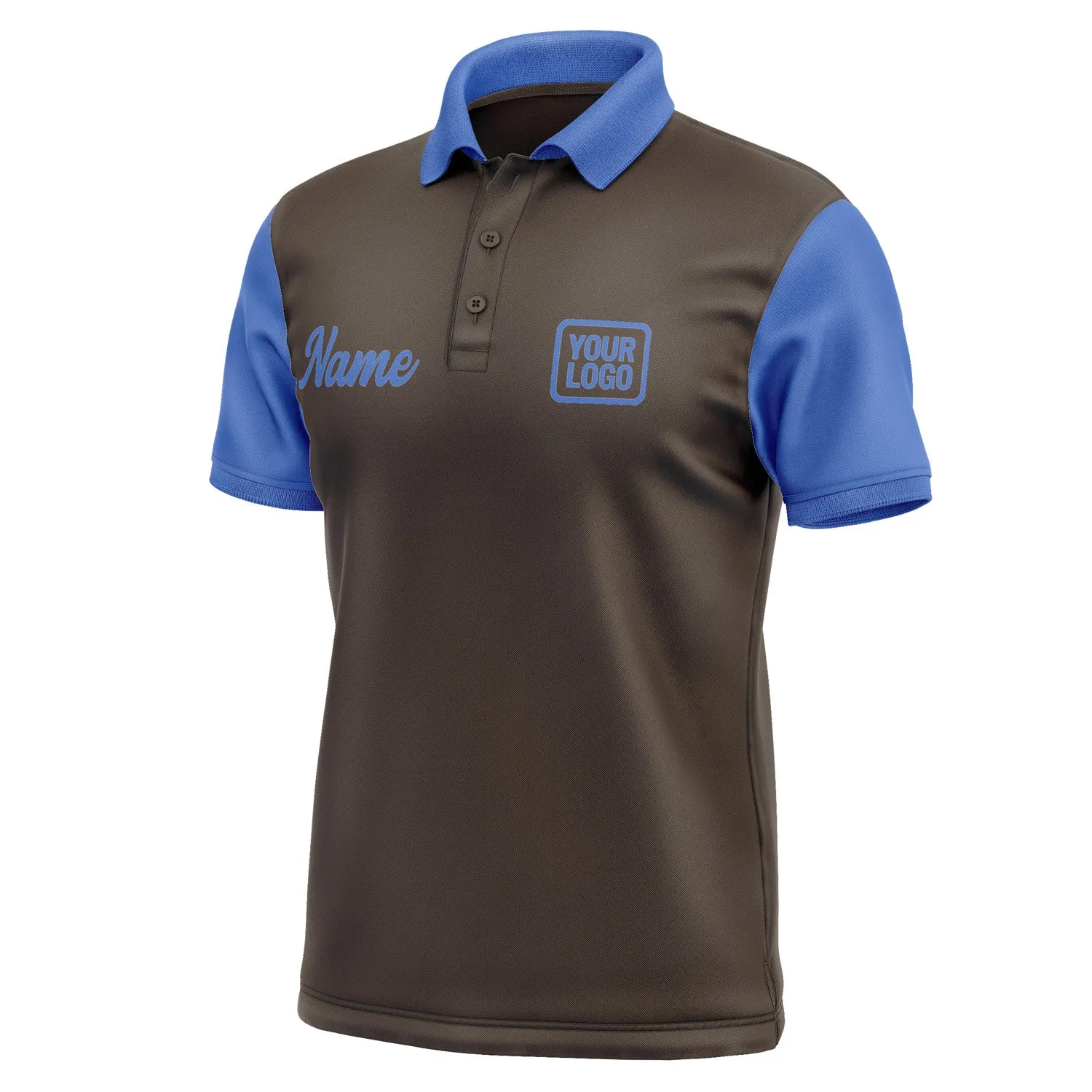 Custom Brown Sky Blue Short-Sleeve Polo Shirt