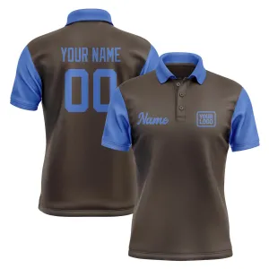 Custom Brown Sky Blue Short-Sleeve Polo Shirt