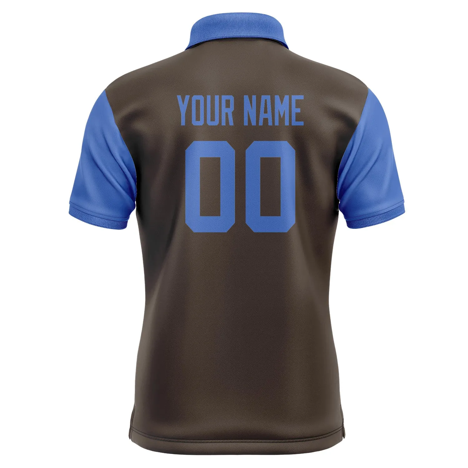 Custom Brown Sky Blue Short-Sleeve Polo Shirt