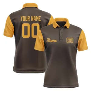 Custom Brown Yellow Short-Sleeve Polo Shirt