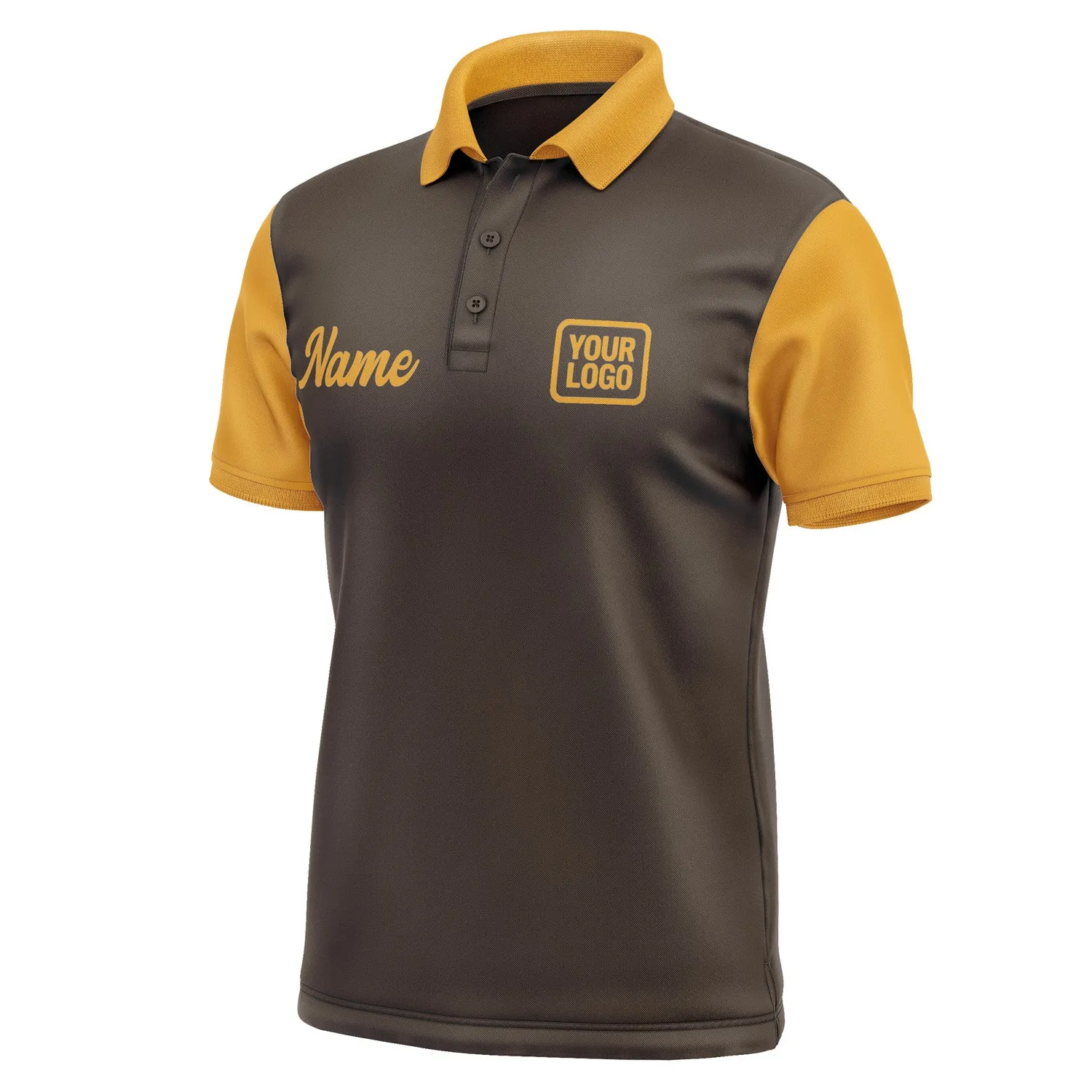 Custom Brown Yellow Short-Sleeve Polo Shirt