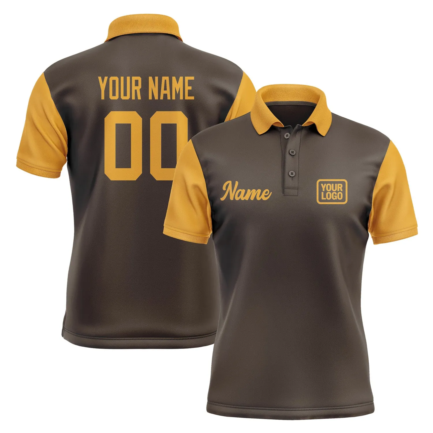 Custom Brown Yellow Short-Sleeve Polo Shirt