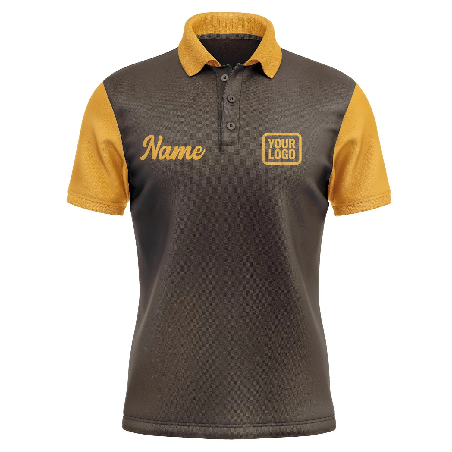 Custom Brown Yellow Short-Sleeve Polo Shirt