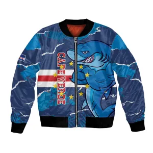 Custom Cape Verde Football Bomber Jacket Blue Sharks Mascot LT14