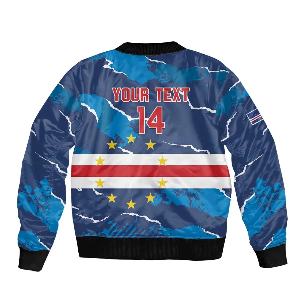Custom Cape Verde Football Bomber Jacket Blue Sharks Mascot LT14
