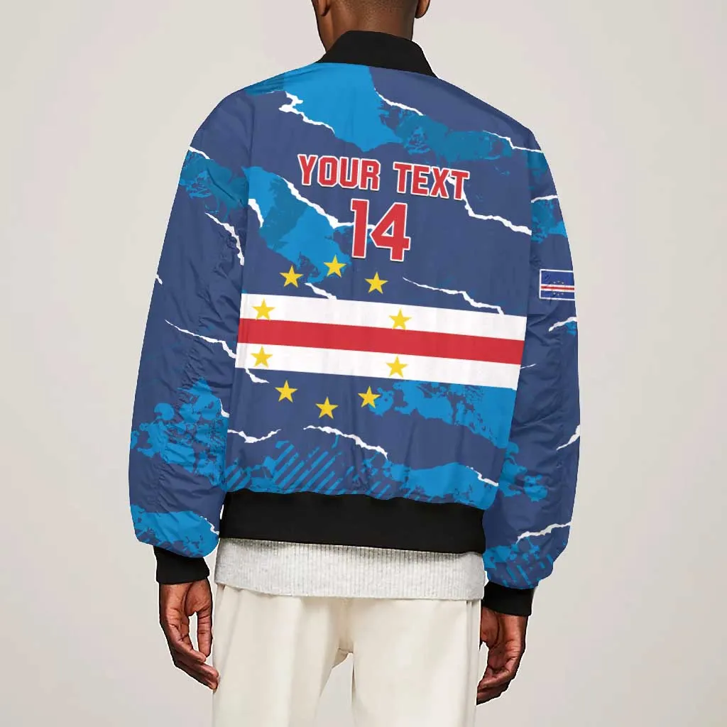 Custom Cape Verde Football Bomber Jacket Blue Sharks Mascot LT14
