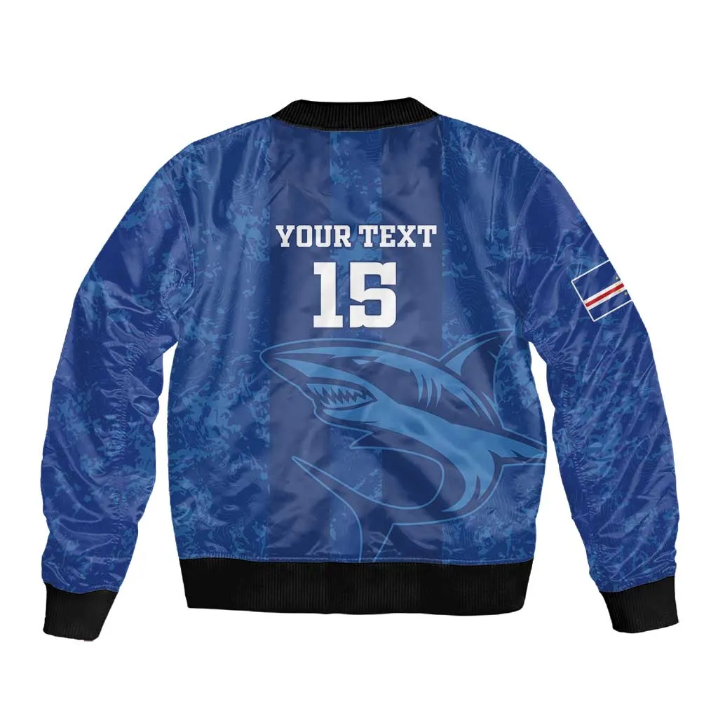 Custom Cape Verde Football Sleeve Zip Bomber Jacket Go Champions Tubaroes Azuis LT15